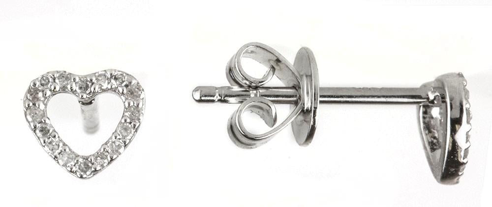 White Gold & Diamond Heart Stud