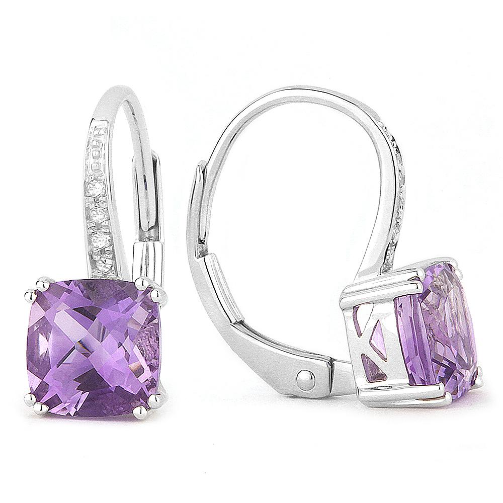 White Gold, Amethyst & Diamond Earrings