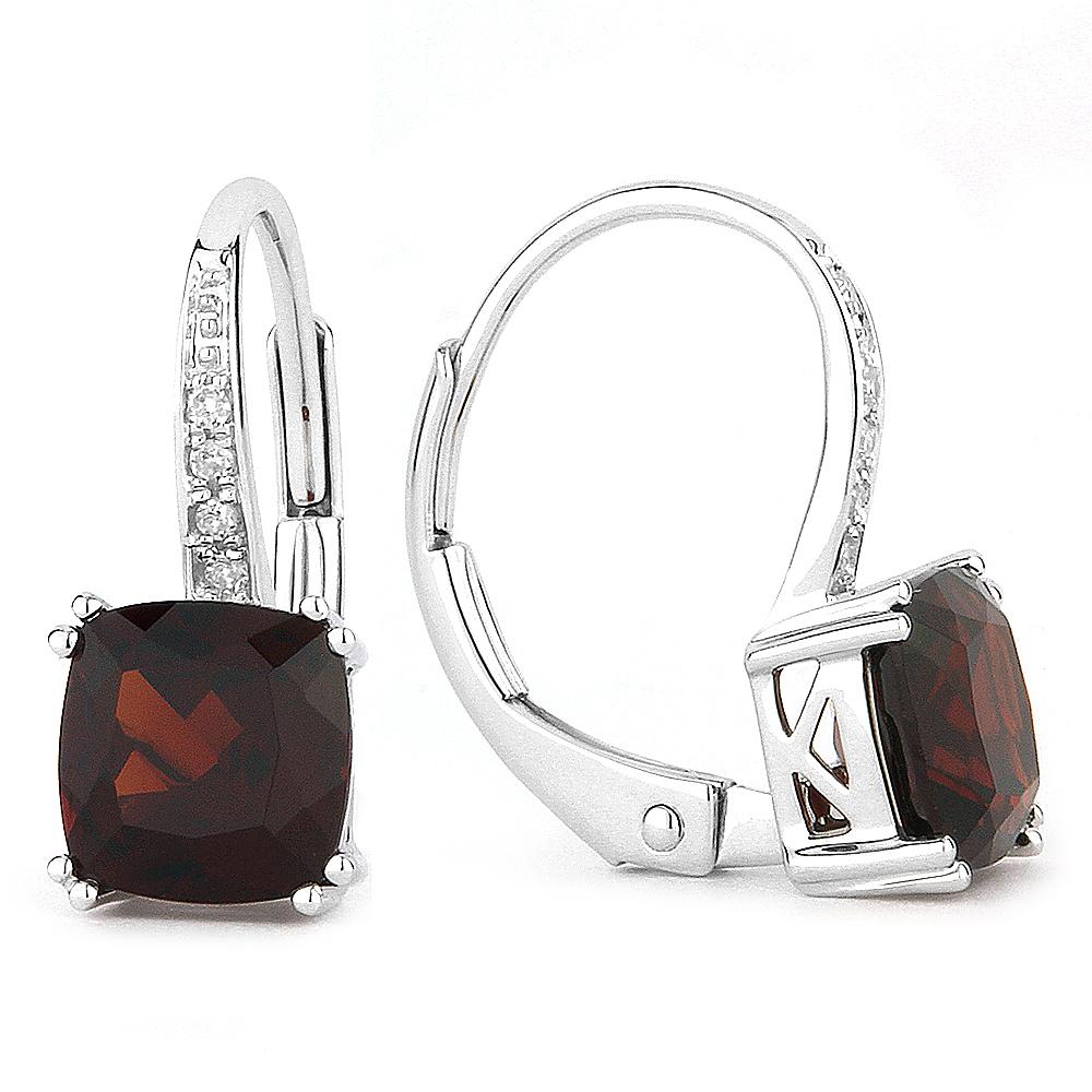 White Gold, Garnet & Diamond Earrings