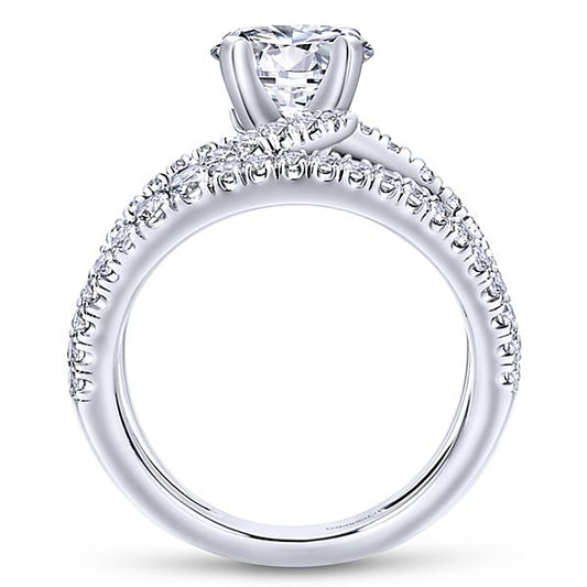 14K WHITE GOLD ROUND SPLIT SHANK DIAMOND ENGAGEMENT RING