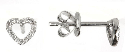 White Gold & Diamond Heart Stud