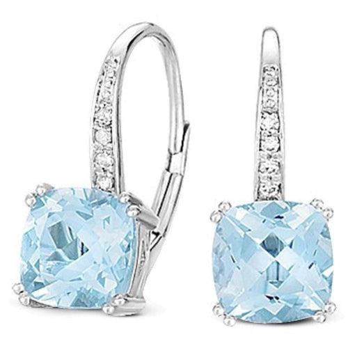 White Gold, Blue Topaz & Diamond Earrings