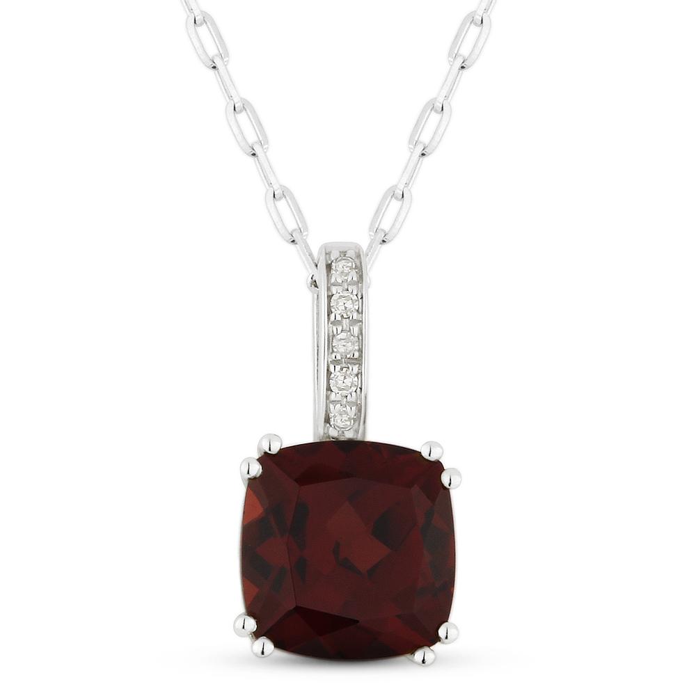 White Gold Garnet & Diamond Pendant