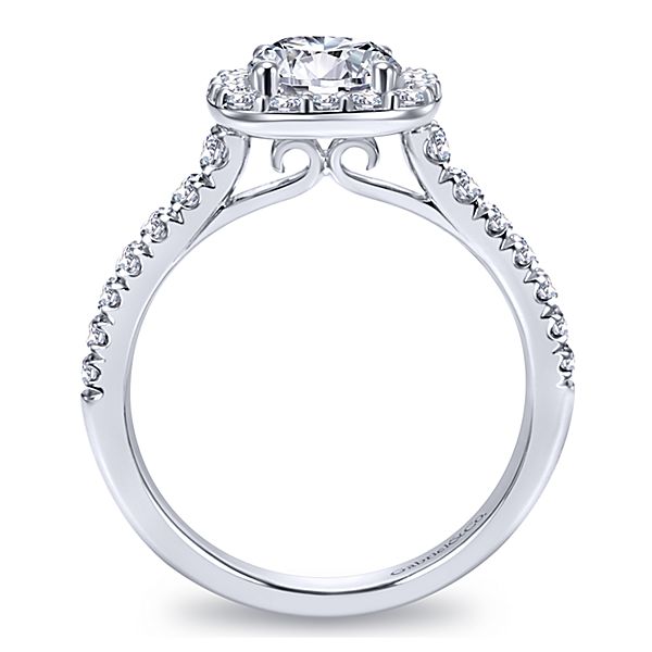 14K WHITE GOLD ROUND HALO DIAMOND ENGAGEMENT RING