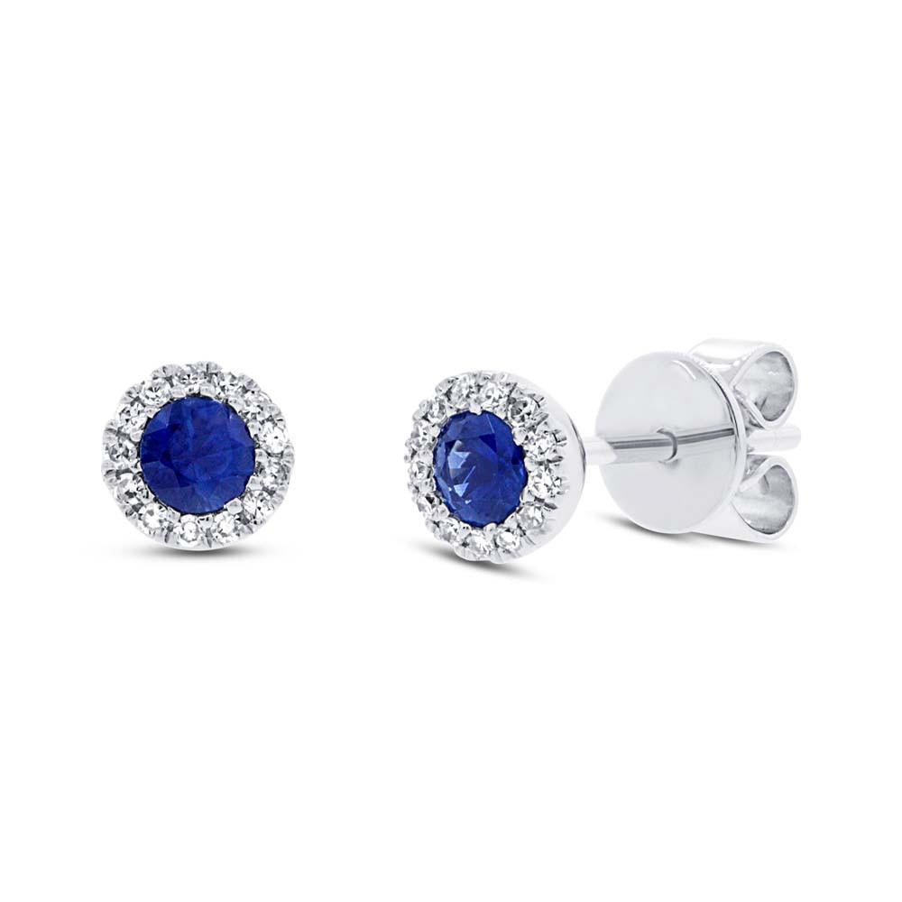 White Gold Sapphire and Diamond Earrings